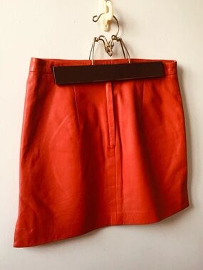 Red soft Leather BCBG Mini Skirt